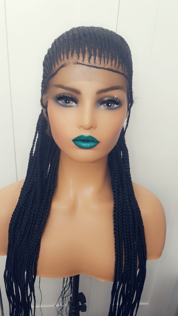 ALL BACK Full Lace braid Ghana weave wig